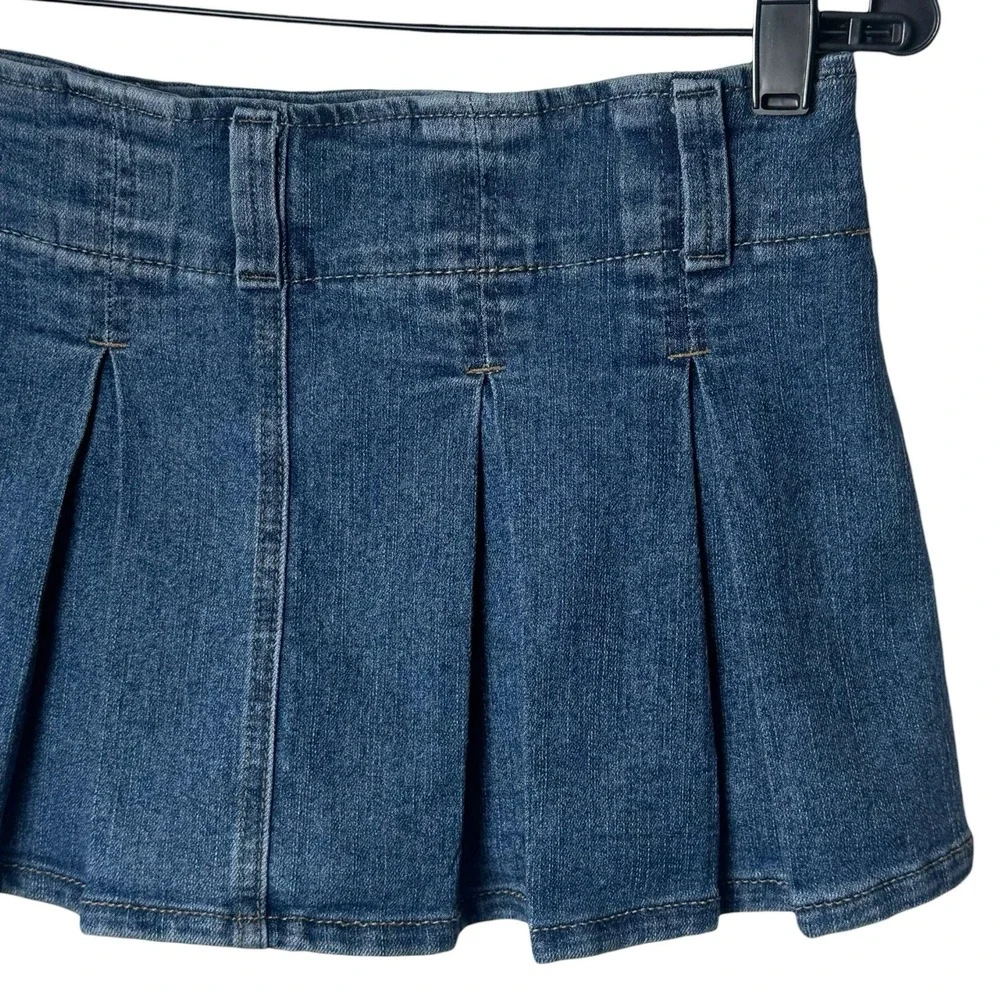 Y2K Almost Famous‎ Micro Mini Denim Pleated Skort Low Rise Grunge Skater S